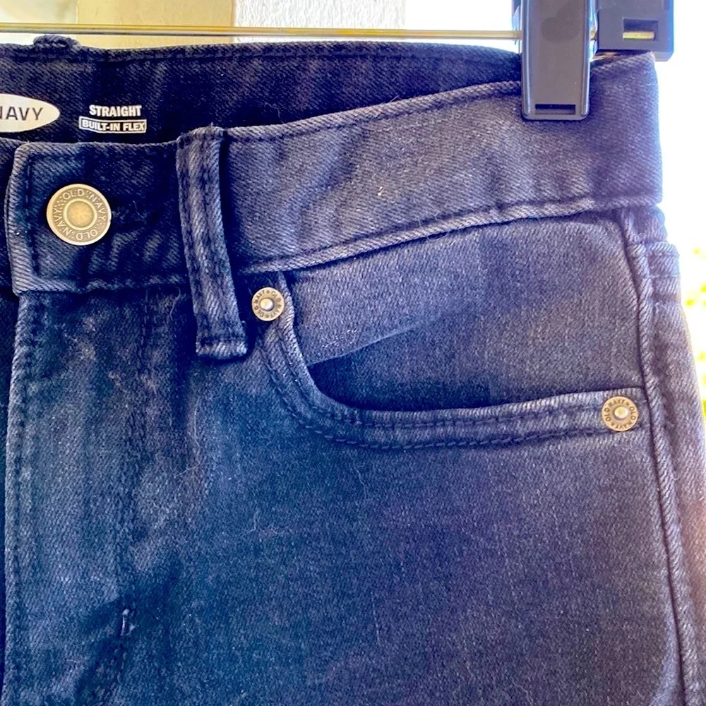 OLD NAVY BOY’S STRAIGHT BUILT IN FLEX BLACK JACK JEANS Size 12 EUC